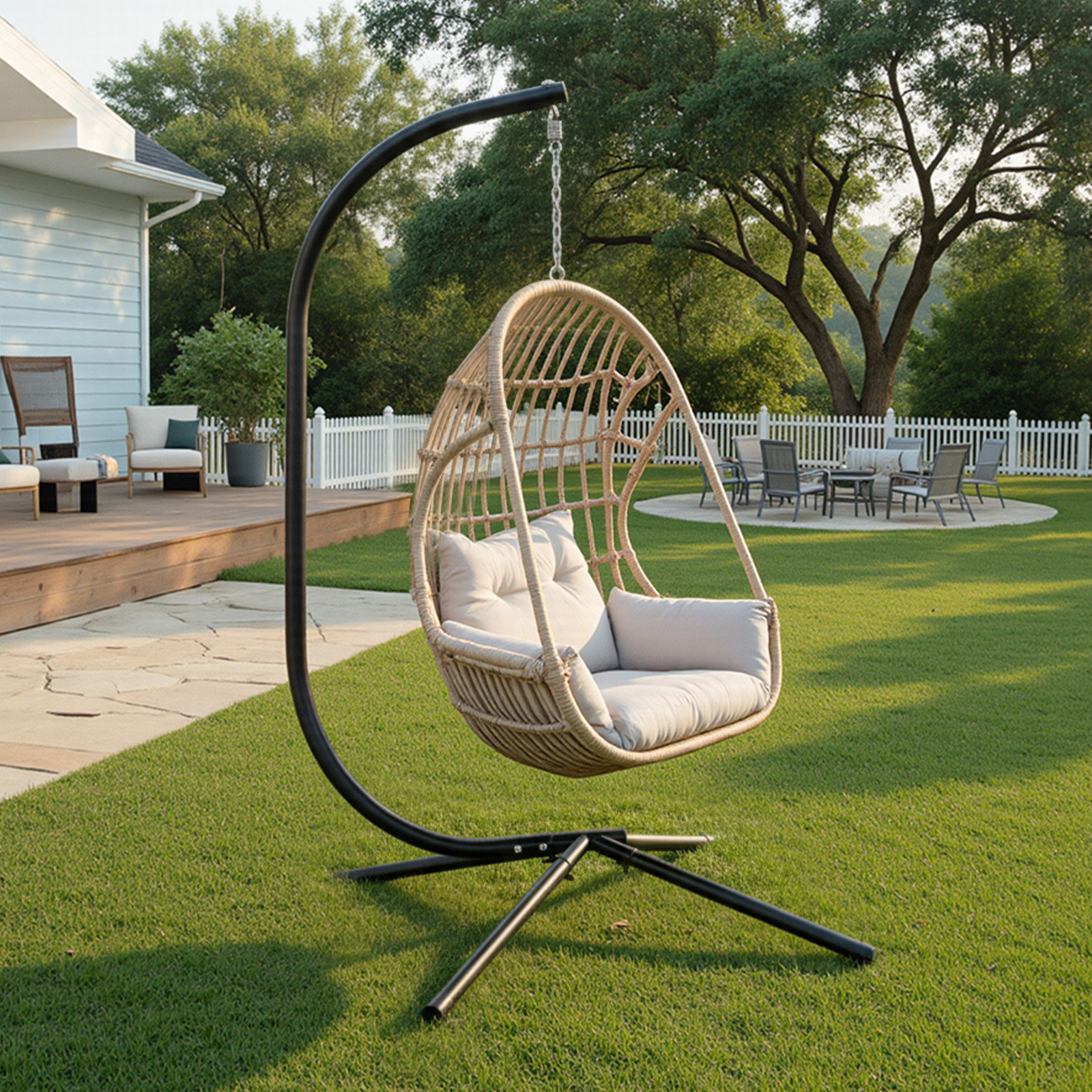 124 In.H Outdoor C-Shaped Hanging Chair Stand
