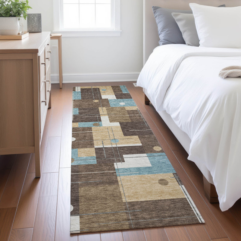 Machine Washable Indoor/Outdoor Chantille ACN2716 Geometric Rug, 2'3" x 7'6" Runner, Brown