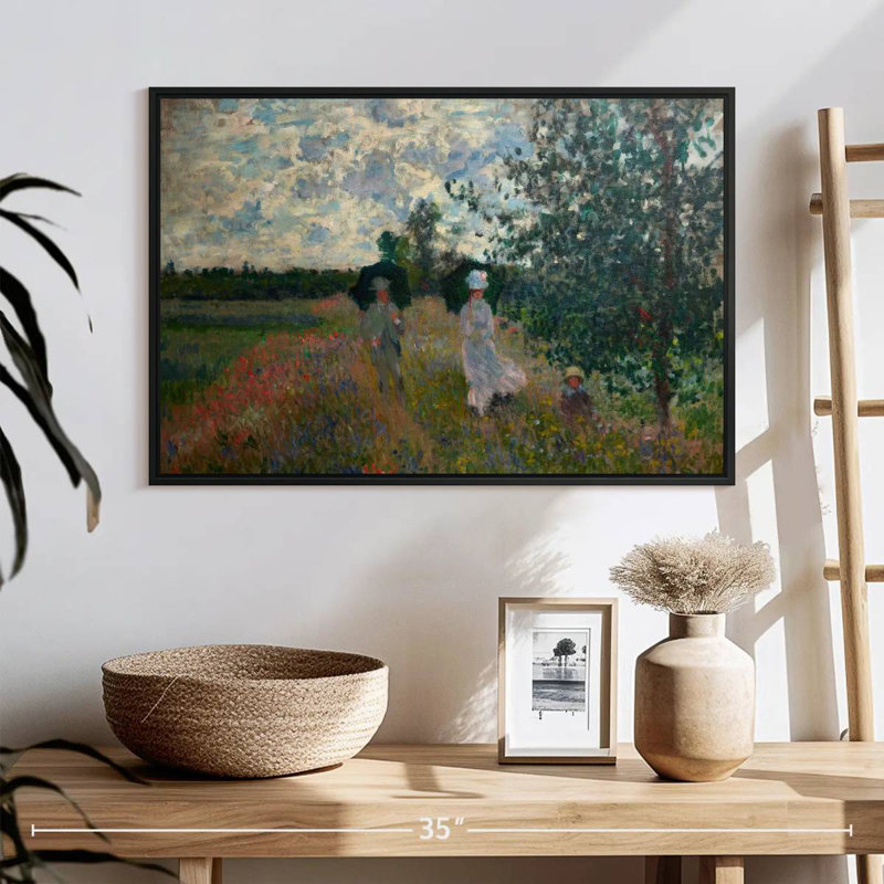 En promenade près d'Argenteuil, 25 po x 17 po, Cadre flottant noir