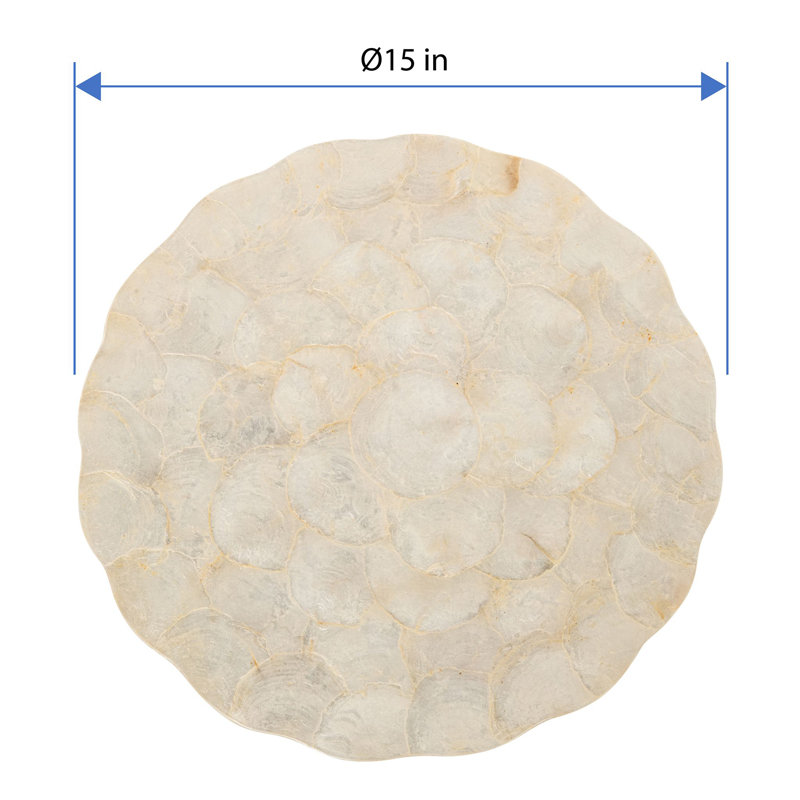 Ensemble de napperons ronds 15 po Seashell Seashell (ensemble de 2), ivoire-doré-plearlescent