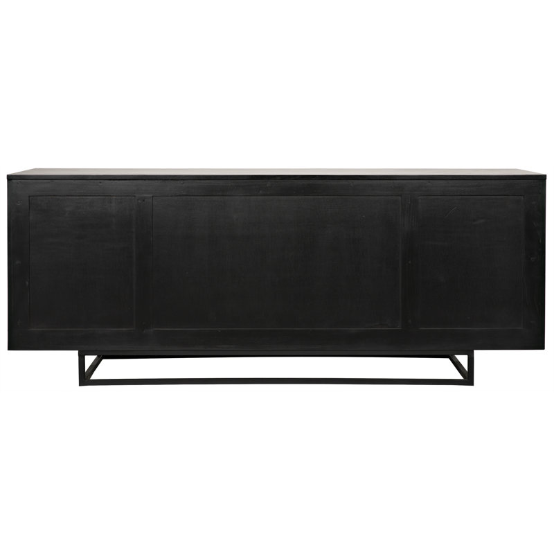 Starburst Carved 76'' Teak and Mahogany Sideboard