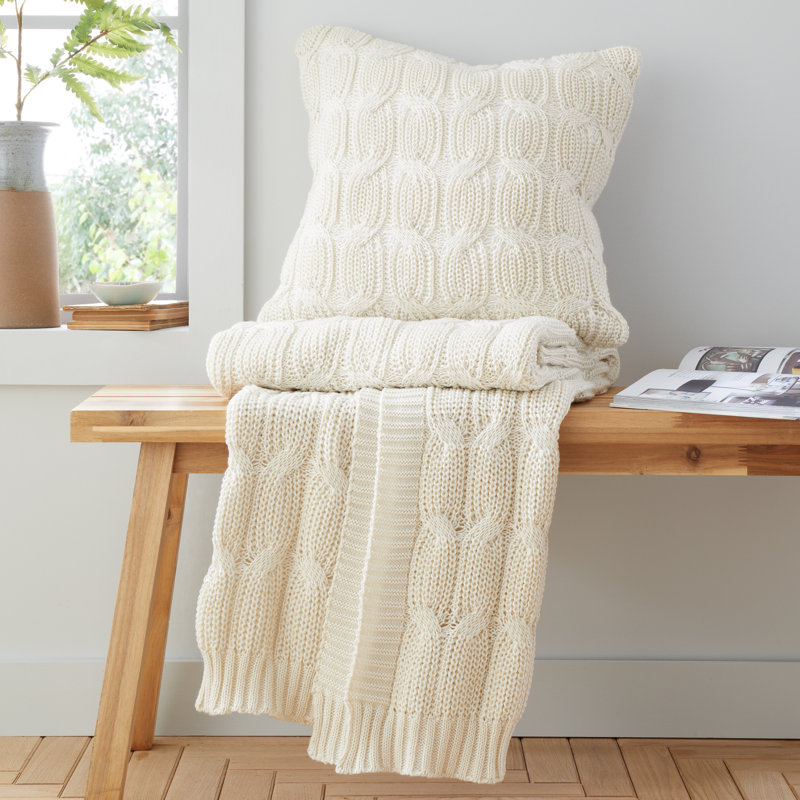 Chunky Marl Knit Cosy Cushion Cover, Cream