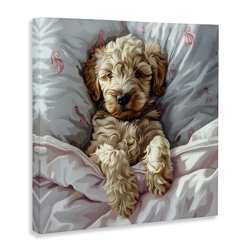  Nap Time Cuddling Labradoodle Canvas Wall Art by Jim Baldwin, H 30 po x l 30 po
