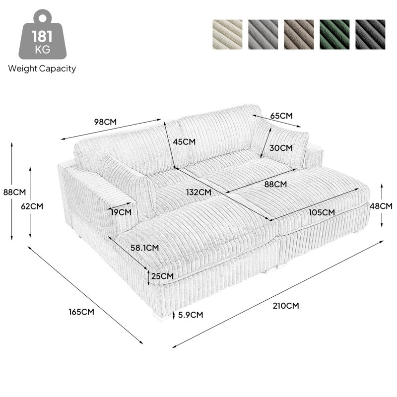 4-Piece Flannel Sectional Sofa