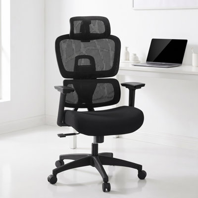 Chaise de bureau moderne, chaise de bureau en filet, chaise de travail pivotante avec appui-tête réglable et soutien lombaire, chaise d'ordinateur confortable pour le travail à domicile