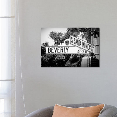 Black California Series - L.A Street Signs - Wrapped Canvas Print