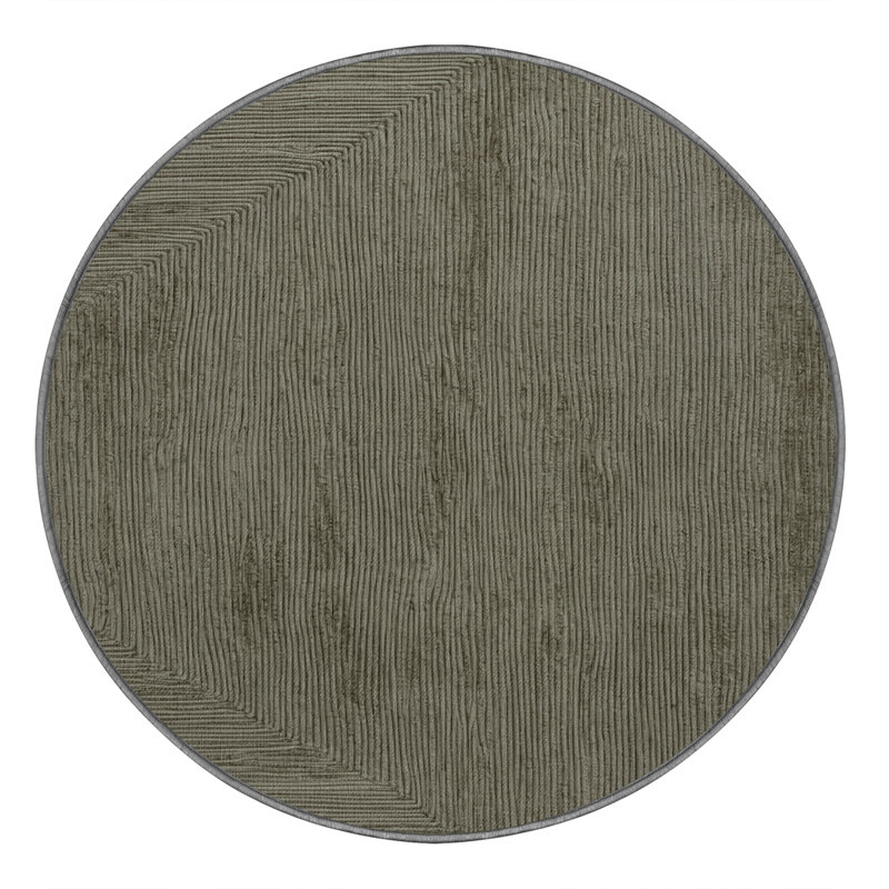 Tapis abstrait gris lavable à la machine, Rond 7 pi
