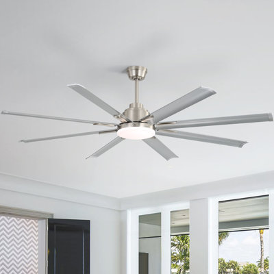 Ventilateur de plafond industriel standard à DEL 8 pales 84 pouces Brixham avec télécommande et commande vocale