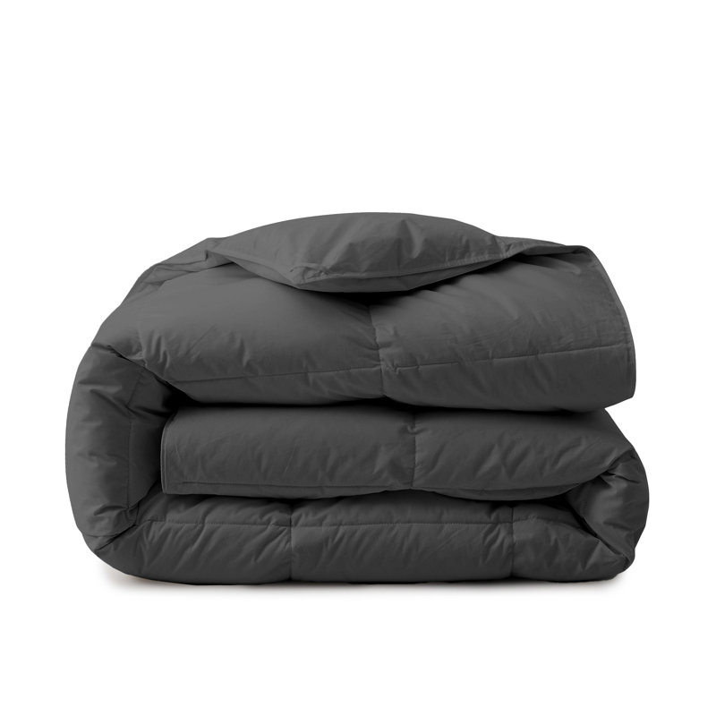 All Season Goose Feather Fiber Comforter, King, Blue