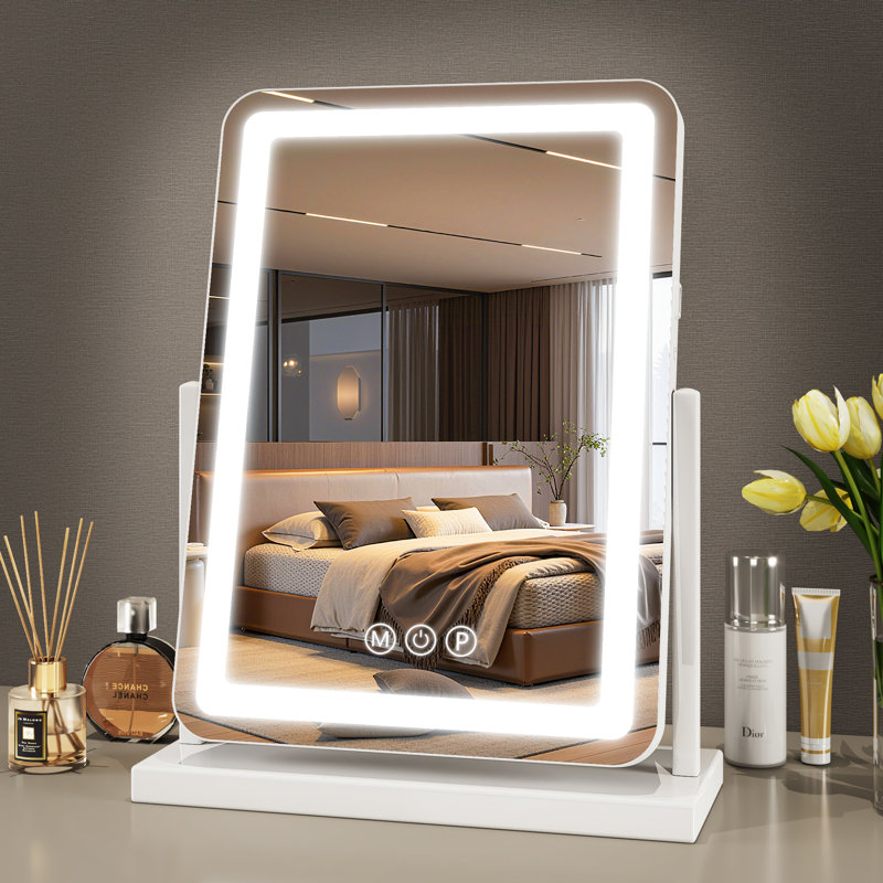 Miroir de coiffeuse à DEL avec lumières, miroir de maquillage tactile à intensité variable 18 po x 13 po, 18 po x 13 po