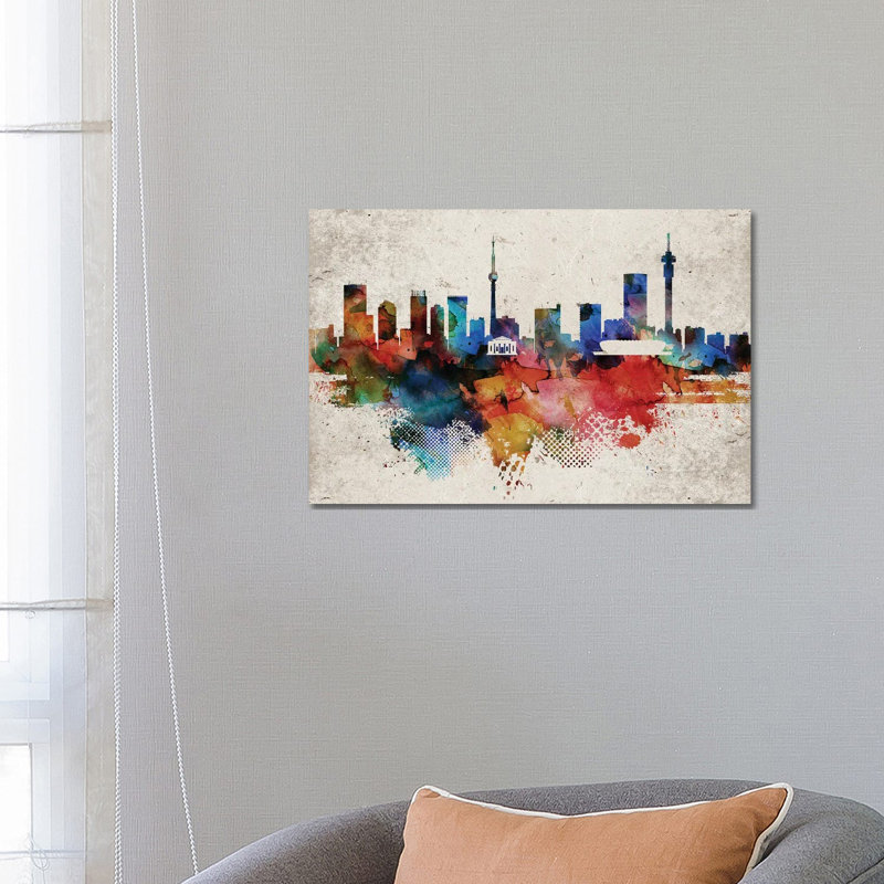 Johannesburg Abstract Skyline by WallDecorAddict - Wrapped Canvas Print, 66.04 cm H x 45.72 cm W