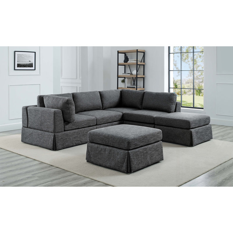 Canapé modulaire 6 pièces rembourré, Polyester beige