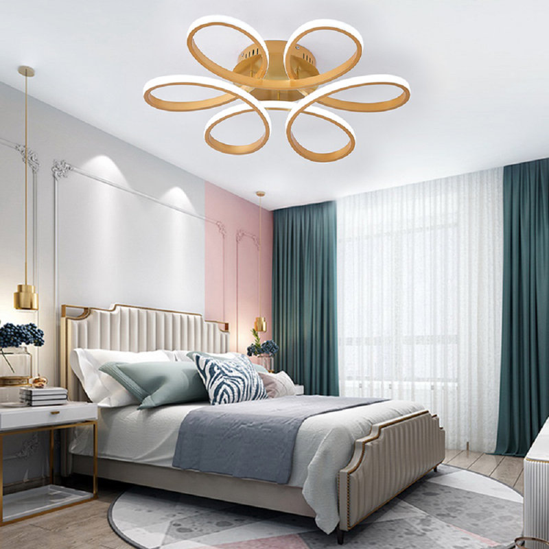 Innsbrook Modern Acrylic Light-adjusted Petal Ceiling Light 1-Light Semi Flush Mount Light, Rose Gold (Undimmable)