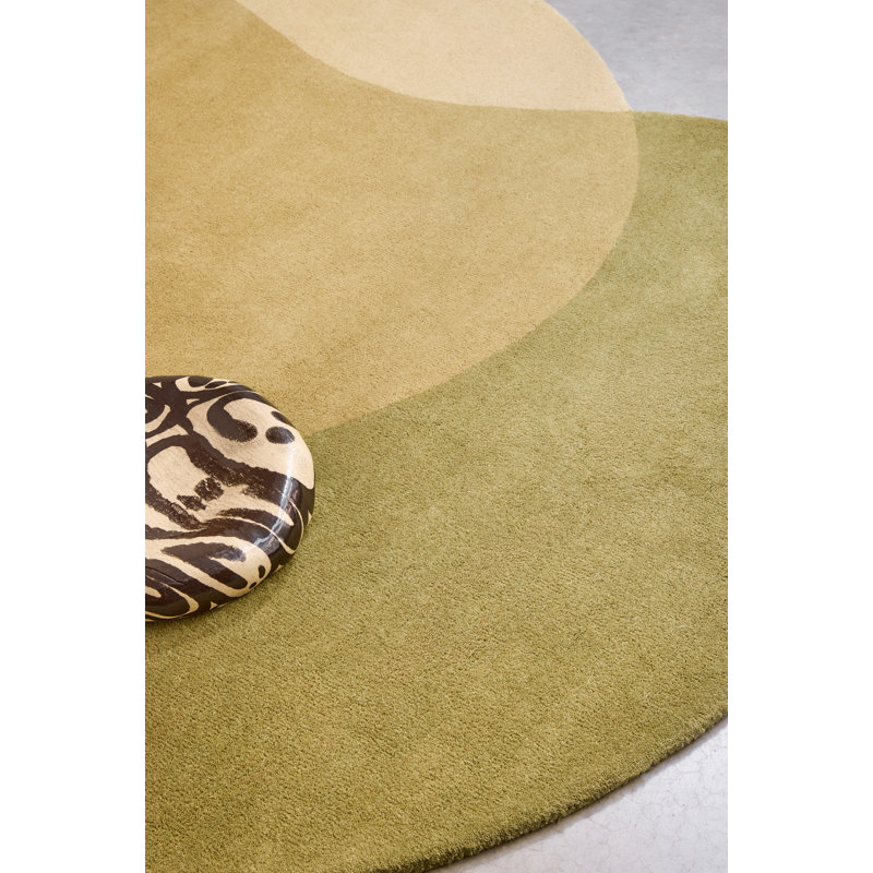 Element Lane Handmade Wool Abstract Area Rug, Green, Novelty 6'11 x 8'10