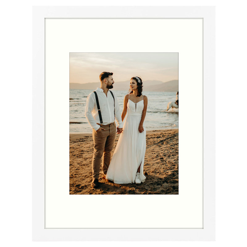 Dreketi Matte Wood Single Picture Frame, 12" x 16" Matted to 8.5" x 11", White