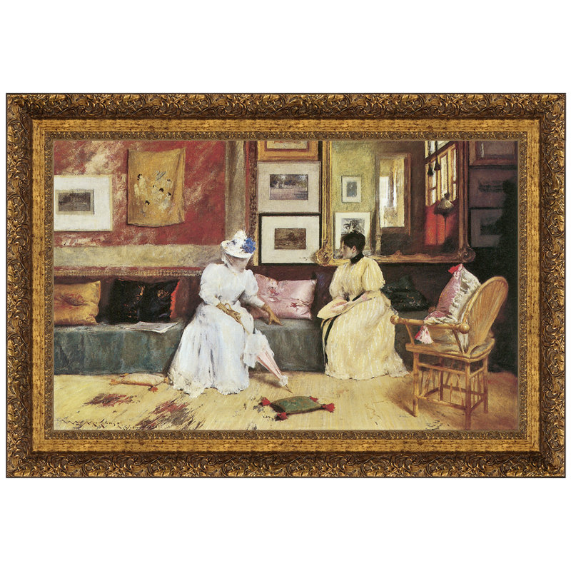 A Friendly Call, 1895 Canvas Artwork with Gold-Toned Frame