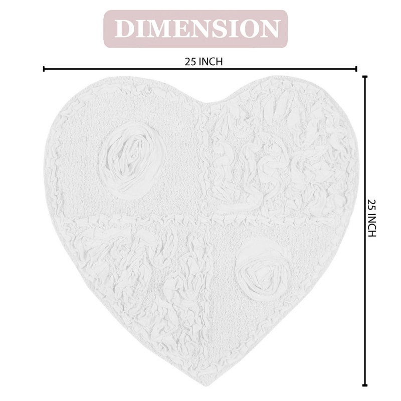 Schoenberger Heart Shape Bath Rug 25"x25", White