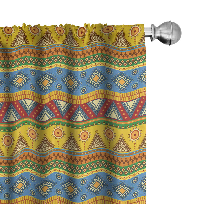 Mexican Geometric Semi-Sheer Rod Pocket Sliding Panel, 28" x 95"