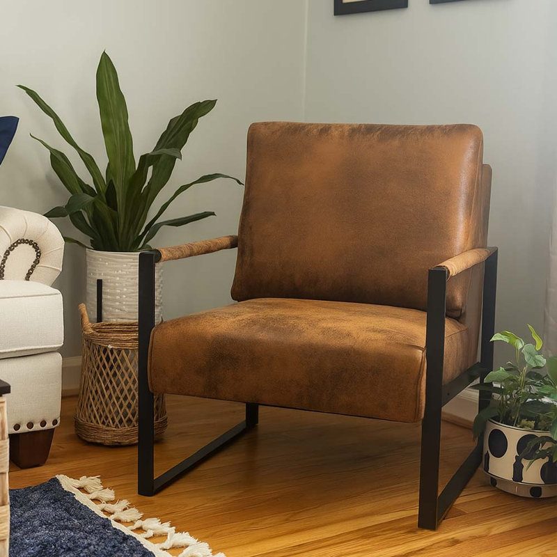 Fauteuil d'appoint rembourré Mid-Century, Marron clair