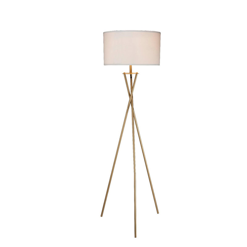 Lampe sur pied en métal doré minimaliste