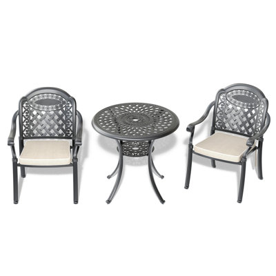 Balint 2 - Person Patio Dining Set with Round Table , Cushions Included