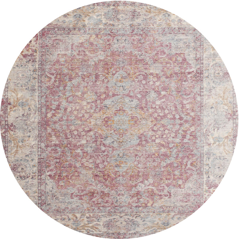 Tapis de zone rose contemporaine, Rond 3 pi