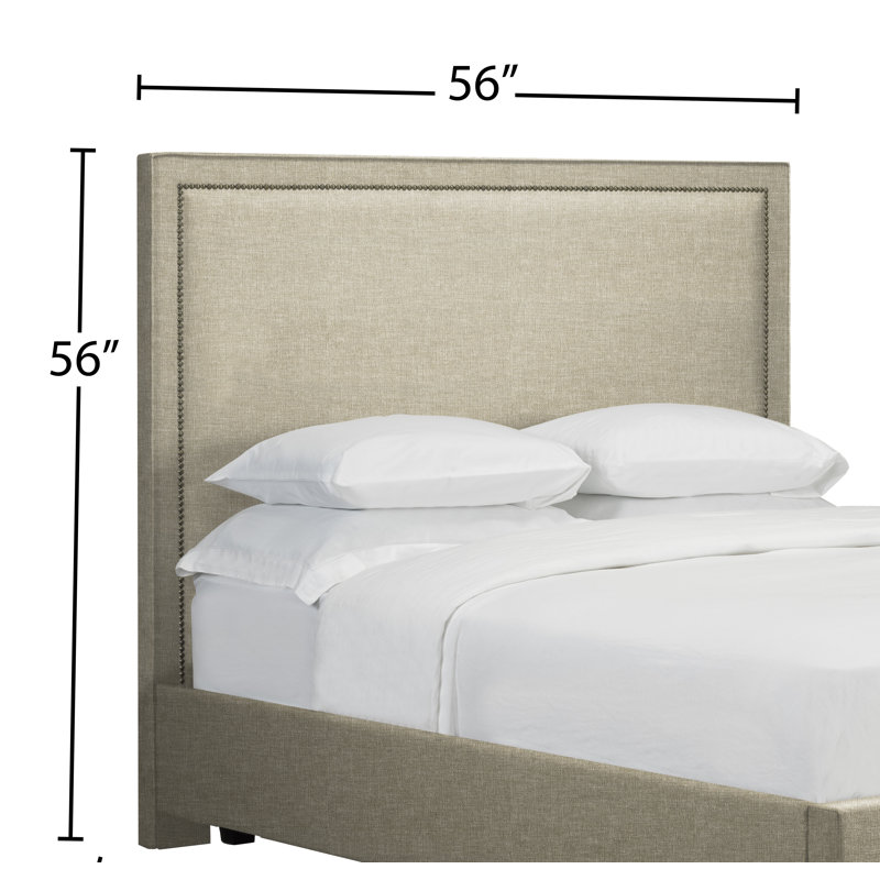 Tête de lit à panneau rembourré Tarr, Double, Lin - Beige