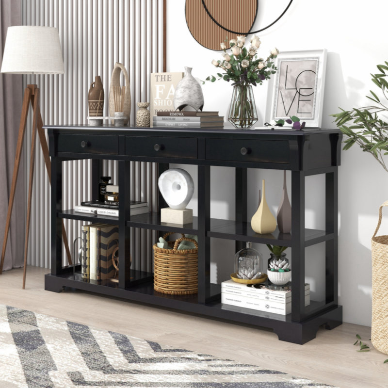 Buffet à 3 tiroirs de 58 po de large Kaion, Espresso