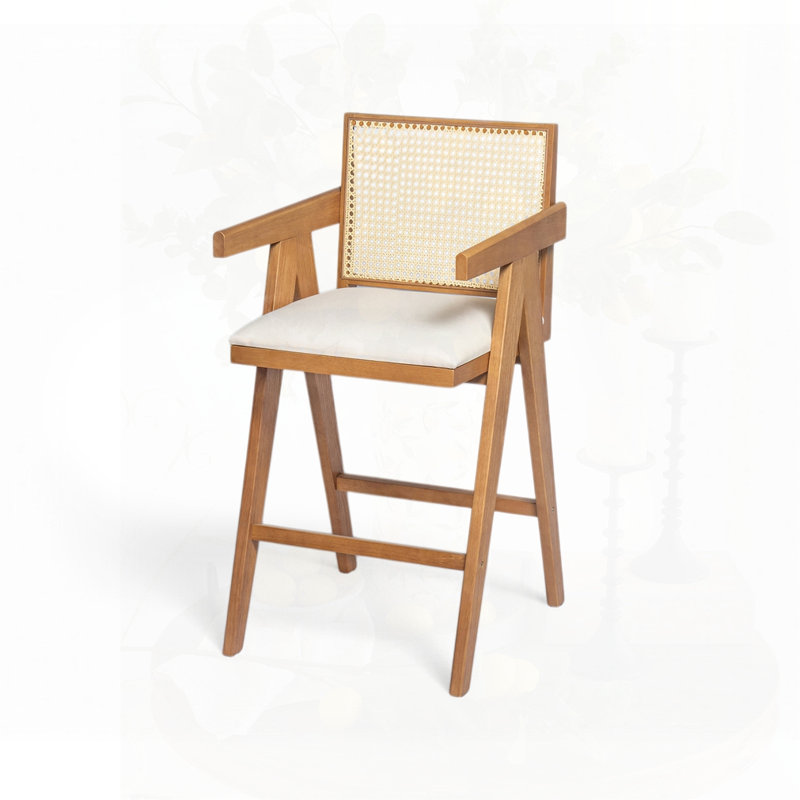 Tabouret de bar en plastique crème, Naturel