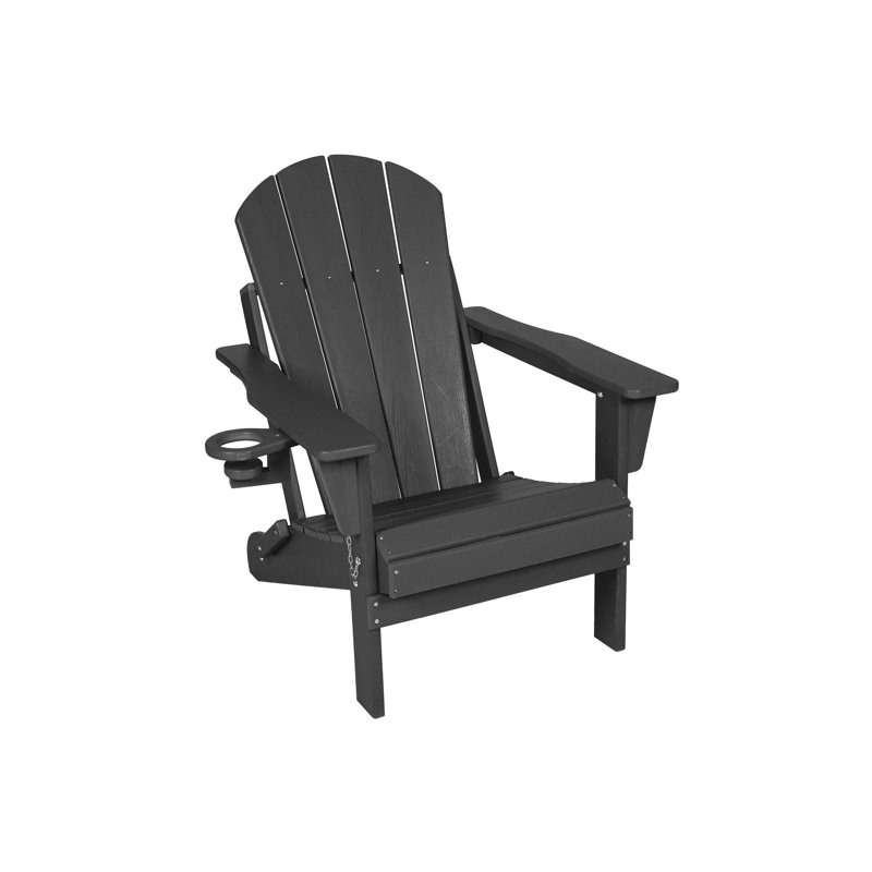 Chaise en composite - gris, avec porte-gobelet double et grand pliant amusant en tissu délicat, Gris