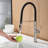 20.3" Modern Single Handle Pull Out Kitchen Faucet, 2 Flow Modes-128966333
