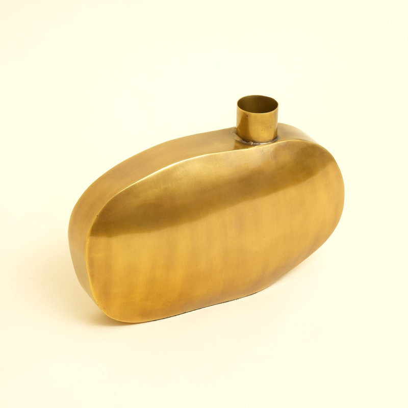 Steel Floor Vase, overall height- 18", Gold