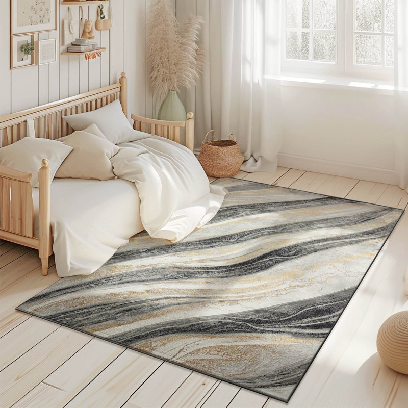 Tapis moderne abstrait abstrait Tabernash, Rectangle 5 pi 3 po x 7 pi 7 po