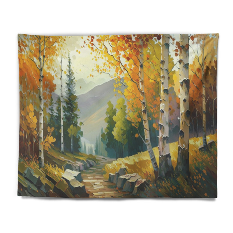 Tapisserie en polyester bouleau doré avec punaises, H 32 po x l 39 po