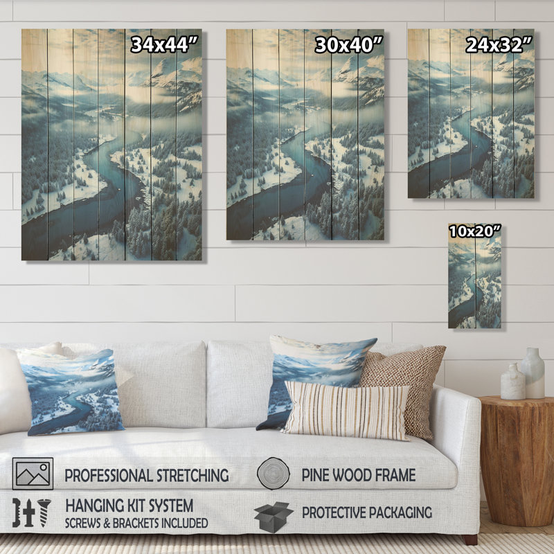 Pine Valley Winter Mountain Landscape IV - Paysage d'hiver sur bois, H 20 po x l 10 po