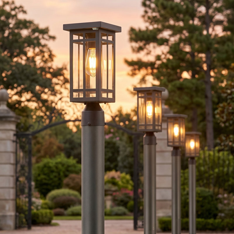 Black Solar Outdoor Post Light With Led Bulb Included