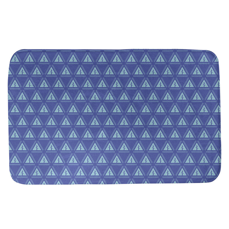 Tapis pour salle de bain à arbres minimalistes Barbra, l 17 po x L 24 po, Bleu / bleu sarcelle
