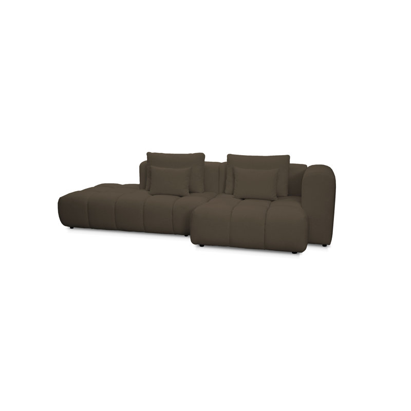 4 Seater Sofa & Chaise, Brown, Right Hand Facing