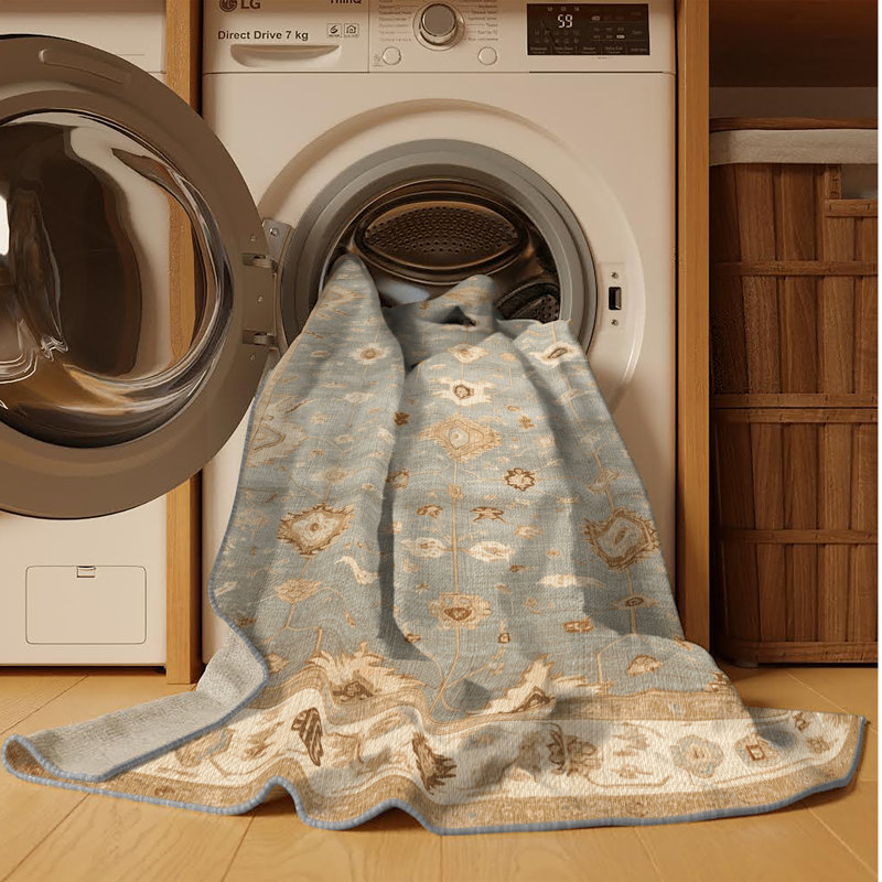 Machine Washable Afyon Gray Area Rug, Square 4'