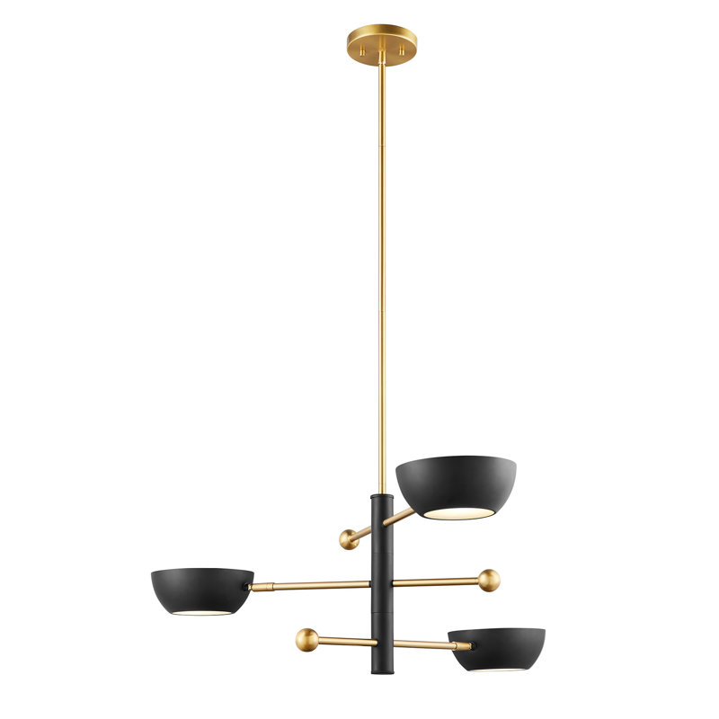 Lustre 3 lumières Nyna, Laiton naturel / noir mat