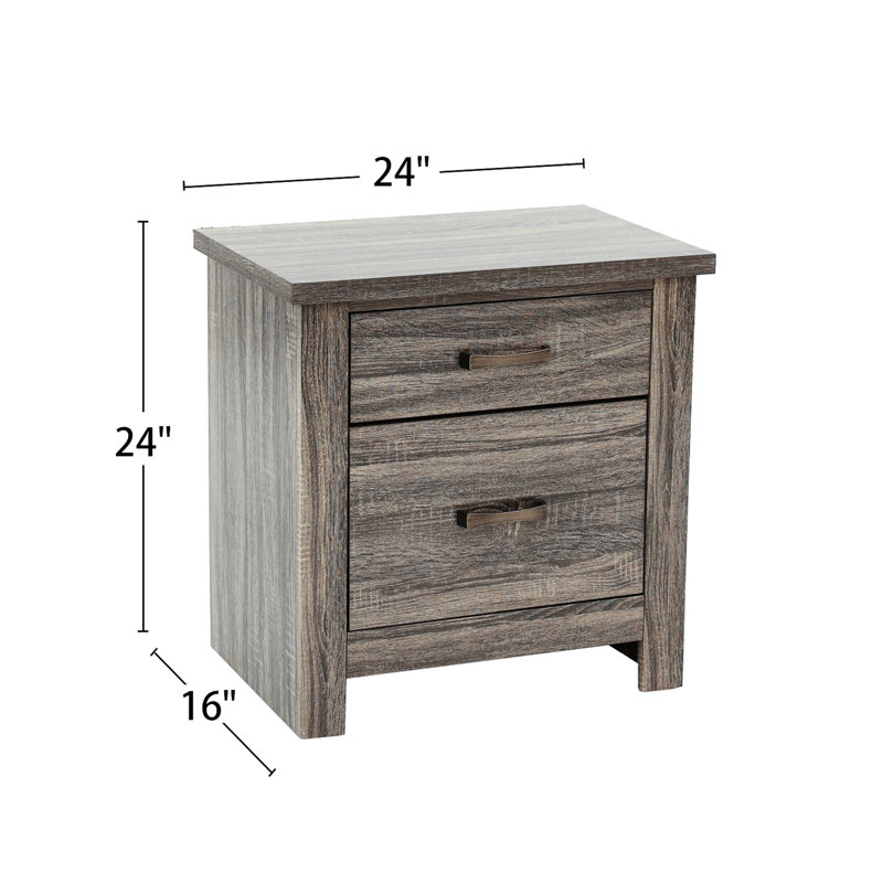 Brown Particle Board and MDF 2 Drawer Nightstand