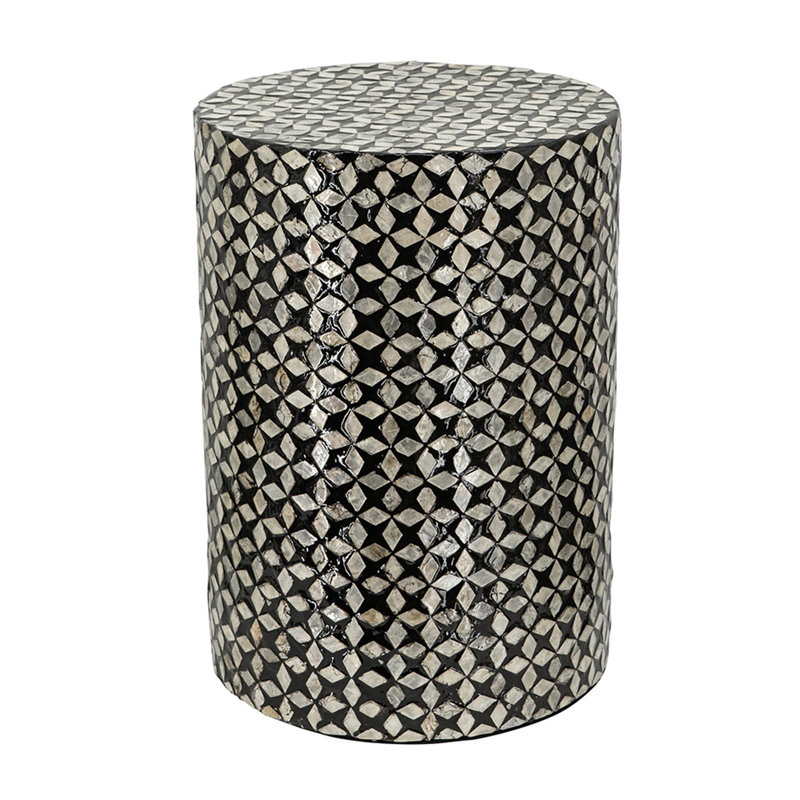 D14x20" Black Round Accent Capiz Stool