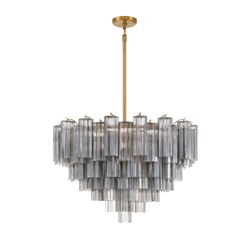 Mexborough 16 Light Chandelier, Gray/Aged Brass