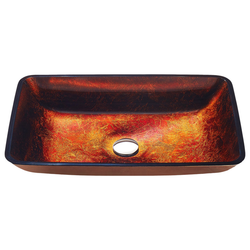 ANZZI 14.6 " Glass Rectangular Bathroom Sink