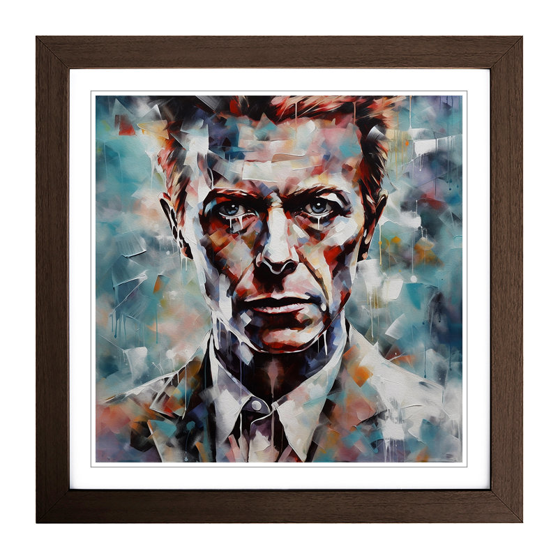 David Bowie Abstract Art - Single Picture Frame Print on Wood, Walnut