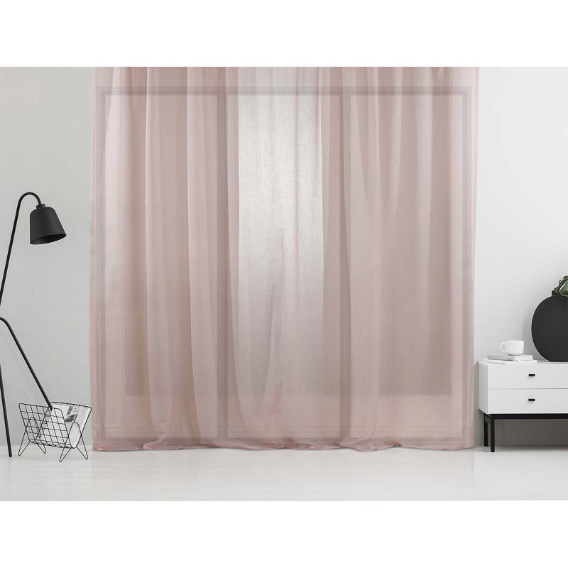  Polyester Sheer Curtain Panel Pair Panel, Pink, 130cm Width x 245cm Drop
