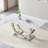 69.30 Inch Rectangular Dining Table, Modern Simple, Marble Tabletop, MDF Tabletop, Stainless Steel Mirror Surface In Silver Color, Suitable For 4-6 People Marble Pattern