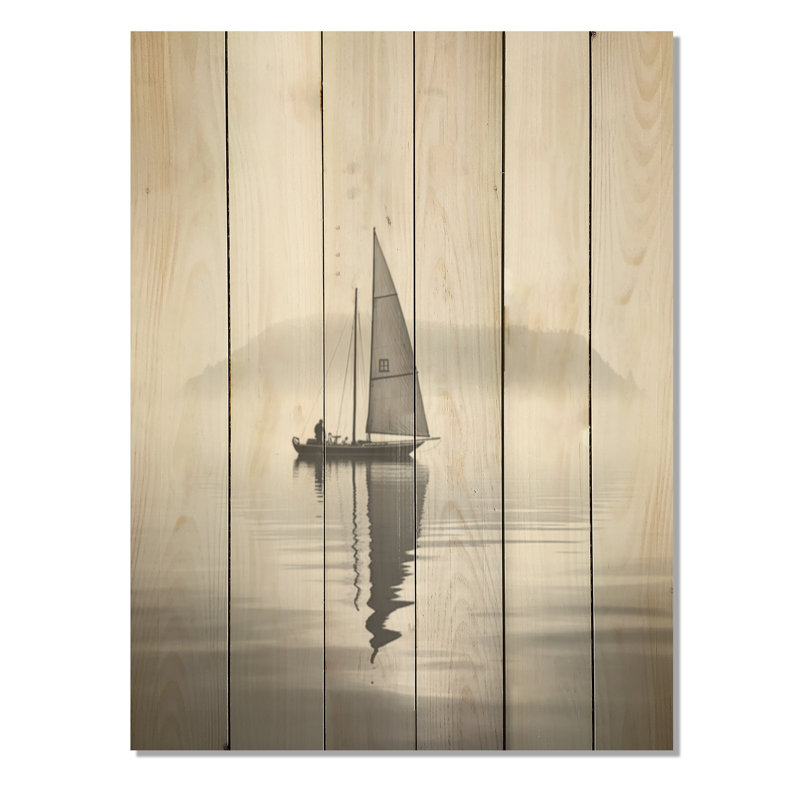 Voilier «Simplicity at Lake» - art mural en bois côtier sur bois de pin naturel, H 20 po x l 10 po