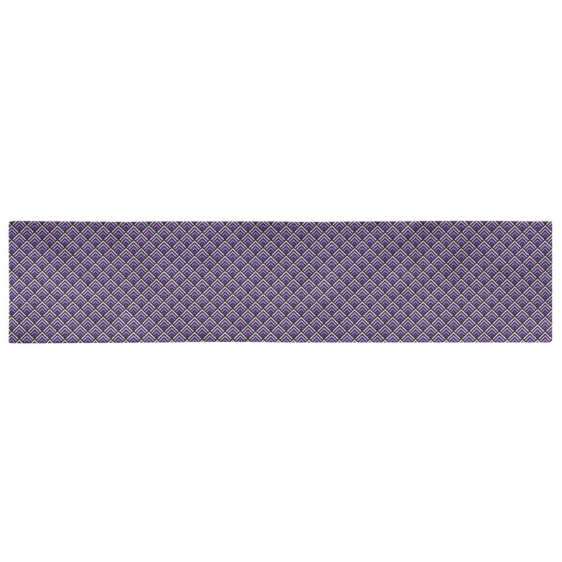 Chemin de table géométrique Avicia, 73,5 po x 17,5 po, Polyester, Noir / Mauve