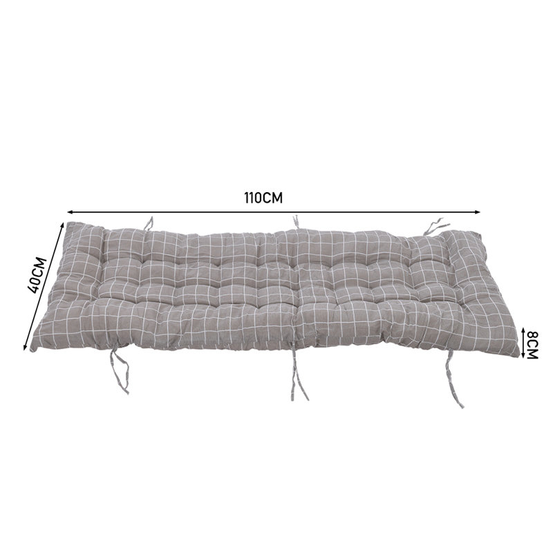 Gray Plaid Beach Lounger Cushion, 110cm W x 40cm D